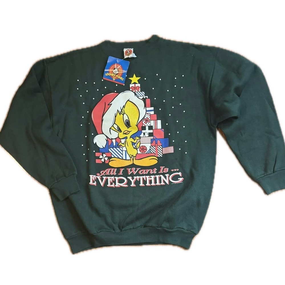 Vintage L Looney Tunes NWT Christmas crewneck sweatshirt 1997 Tweety